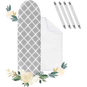 BillyBath Copri ASSE da Stiro, Copertura ASSE da Stiro100% Cotone,Copertura Dell'asse da Stiro Turbo a Tre Strati di Spessore, Adatta per L'asse da Stiro 110-125 * 30-42cm con Panno da Stiro