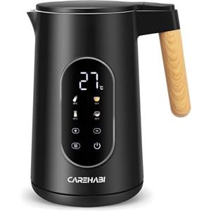 Carehabi Bollitore Elettrico 1,7 L 40-100°C Bollitore Elettrico Temperatura Regolabile Acciaio Inox 2200 W Indicatore LED Base di Rotazione a 360°