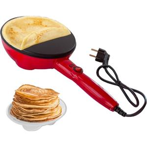BEHOME Crepiera Elettrica con Manico 800W, Piastra per Crepes Antiaderente con Maniglia antiscottatura, Piedini Antiscivolo e Piatto per Crepes, Diametro 20 cm