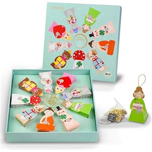 Creano Set regalo di tisane biologiche - 9 bustine di tè piramidali in 9 gusti diversi - 22,5g - NUOVO 2025* (Happy Tea Lovers) - Simpatiche Piccole Figure Decorabili Ideali per Bouquet di Fiori*