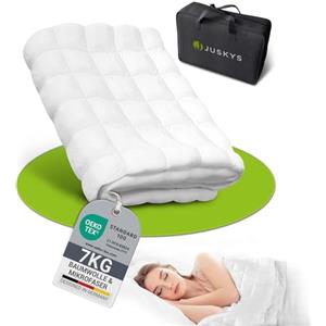 Juskys Coperta ponderata 135x200 - Anti-stress terapeutica con perle di vetro - cotone e microfibra - per adulti con disturbi del sonno - 7 kg