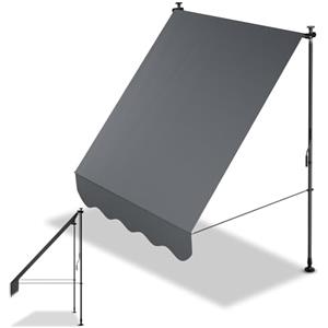 Juskys Tenda da Sole Manuale Kapstadt 150x120 cm - Tenda da esterno regolabile, senza foratura, impermeabile, resistente ai raggi UV, verticale e diagonale - Grigio
