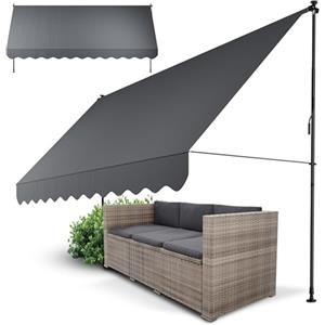 Juskys Tenda da Sole Manuale Kapstadt 400x120 cm - Tenda da esterno regolabile, senza foratura, impermeabile, resistente ai raggi UV, verticale e diagonale - Grigio