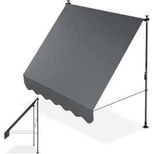 Juskys Tenda da Sole Manuale Kapstadt 200x120 cm - Tenda da esterno regolabile, senza foratura, impermeabile, resistente ai raggi UV, verticale e diagonale - Grigio