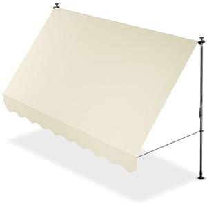 Juskys Tenda da Sole Manuale Kapstadt 300x120 cm - Tenda da esterno regolabile, senza foratura, impermeabile, resistente ai raggi UV, verticale e diagonale - Beige