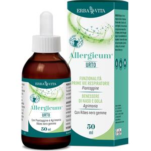 ERBA VITA Allergicum Urto - Integratore Alimentare 50 ml con Ribes Nero, Viburno e Boswellia per il Benessere di Naso e Gola