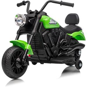 Garvee Moto elettrica per bambini 6V - Avviamento morbido, sospensioni, 2 ruote di supporto, musica e luci LED - Giocattolo cavalcabile sicuro per bimbi 18 mesi-6 anni - Colore verde