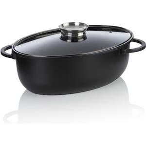 kela Teglia ovale 8 litri ATURA, Dutch Oven, teglia in ghisa con coperchio per induzione, ghisa di alluminio con rivestimento ceramico, senza PFAS