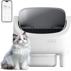 JUMMICO lettiera gatto autopulente aperta, lettiera autopulente per gatti con cassetta raccogli feci da 12L (15 gg), con APP, protezione anti-pizzicamento e deodorante. Adatto per gatti da 1,5 a 10 kg