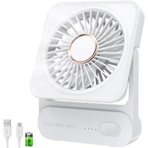 Ajgvq Ventilatore da Tavolo, 3 Velocità Ventilatore USB Ricaricabile di 2000mAh Batteria, Piccolo ma Potente, Ventilatore Scrivania Silenzioso, Ventilatore Portatile per Viaggio, Interno, Esterno, Regalo