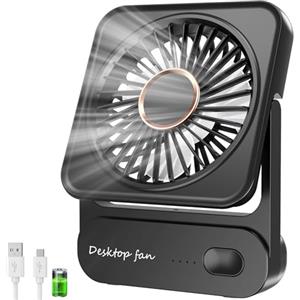 Ajgvq Ventilatore da Tavolo, 3 Velocità Ventilatore USB Ricaricabile di Batteria, Piccolo ma Potente, Ventilatore Scrivania Silenzioso, Ventilatore Portatile per Viaggio, Interno, Esterno, Regalo