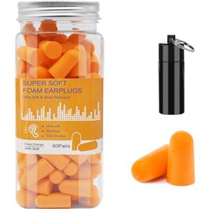 Jsdoin Tappi Orecchie Dormire, 60 Paia Tappi Per Le Orecchie In Spugna Schiuma, Con Custodia Portatile, 38db SNR Ear Plugs, Per Insonorizzanti, Dormire, Studia, Lavoro