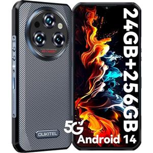 OUKITEL WP35 Rugged Smartphone 5G - 11000mAh 24GB+256GB Telefono Indistruttibile Android 14-6.58 FHD+ 2.4K Schermo MTK Dimensity 6100+ IP68 64MP+32MP+8MP Camera/Impronta Digitale Nero