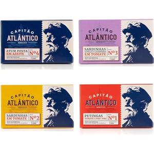 Quinta de Jugais Confezione Mista di Pesce in Scatola - Filetto di Tonno in Olio d'Oliva, Sarde senza Pelle e senza Lische in Salsa di Pomodoro, Sardine Piccanti in Salsa di Pomodoro - Confezione da 4