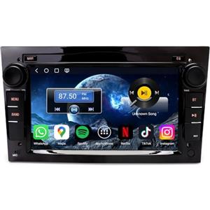 Erisin 7 Pollici 8-Core 4GB+64GB Android 14 Autoradio Bluetooth GPS Navigatore per Opel Corsa D Astra H Vivaro Corsa C Zafira Combo Signum Meriva Supporto Carplay Android Auto DAB+ USB WiFi 4G FM RDS