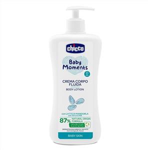 Chicco Baby Moments Crema Corpo Fluida 500 ml - Formula Naturale con Latte di Mandorla, Idratante e Nutriente per Neonati