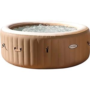 Intex 28428EX - PureSpa Vasca Idromassaggio Gonfiabile Bubble Massage, 6 posti, 140 Getti, Riscaldatore, PVC, Beige, 216x71 cm