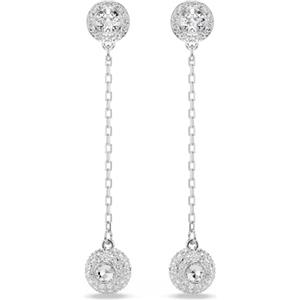 Swarovski Orecchini PendentI Una Angelic - Design Double Face, Placcato Rodio, Cristalli Bianchi