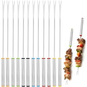 Fogbush Forchetta da Fonduta in Acciaio Inox, Set di 12 Forchette da Fonduta in Acciaio Inox, Posate da Fonduta per il Campeggio e la Fonduta per il Barbecue