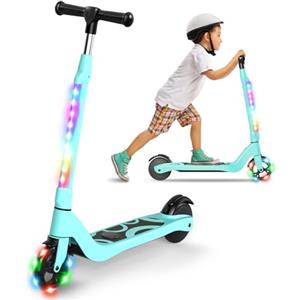 SISIGAD Trotinette Elettrico Bambino 6-8-10-12 Anni Scooter Elettrico Bambino 5.3 Pollici con Luce LED Colorata & 3 Altezze Regolabili, Scooter Elettrico Bambino Carica Max 70 Kg, Velocità Max 10 Km/h