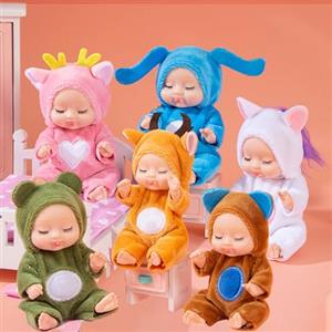 SQAQS Mini Bambola, 6 Pezzi Mini Bambola Giocattolo, Animal Babies-Mini bambolotti, Vestitini intercambiabili, Lavabile, Casa delle Bambole Regalo per Bambine (Animale)