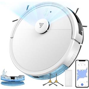 Yigars 2026 Robot Aspirapolvere Lavapavimenti con Mappatura, Navigazione Laser Aspirapolvere Fino a 5000Pa, Automatico 120 Mins, Pulizia Personalizzata,Precisione nell'Evita Ostacoli, WiFi/App/Alexa-Bianco