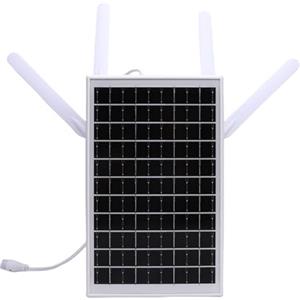 Tomantery Router 4G Ad Energia Solare Estensore WiFi a Lungo Raggio per Sorveglianza Remota, Ideale per Campeggio All'aperto e Cantieri Edili, Resistente All'acqua IP66 (Antenne bianche)