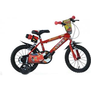 Dino Bikes Bicicletta 14 Pollici Cars per Bambini 3-7 Anni con Targhetta e Borraccia