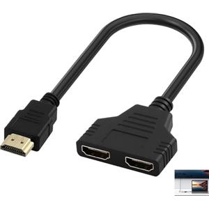 Vnuipofa Splitter HDMI 1 a 2, adattatore HDMI maschio a doppia femmina 1080P, splitter passivo con connettori placcati oro per TV, monitor, proiettore, schermo LCD e LED, 30 cm