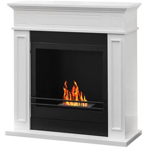 Divina Fire Camino Elettrico Jefferson in Legno Bianco - 1800 Watt, Dimensioni L89,5 x H90,5 x P28 cm