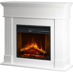 Divina Fire Camino Elettrico da Terra in Legno Bianco - CAMBRIDGE 110x25x95 cm