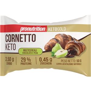 ProNutrition Cornetto Keto Multicereali 50 g - Ripieno di Crema al Cioccolato e Pera, Chetogenico e Senza Zucchero
