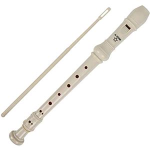 A-Star Flauto dolce soprano/discendente, diteggiatura inglese/barocca - Chiave di C con diagramma di apprendimento, borsa, bastoncino per la pulizia - Beige