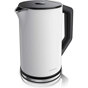 arendo - Bollitore Acqua Elettrico da 1.5L 2200W - Eco Controllo Temperatura - Temperatura Regolabile 40-100°C - Parete Doppia - in Acciaio Inossidabile - Senza BPA - Bianco Opaco