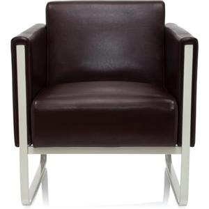 HJH Office Divano lounge 1 posto ARUBA Divano moderno imbottito in ecopelle con struttura in metallo, 78 x 67 x 71 cm, marrone