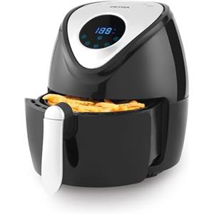 Petra PT4221VDEEU7 Friggitrice ad aria calda 4,5 litri, cestello antiaderente, timer da 30 min, 7 funzioni di cottura, comandi touch, Friggitrice Senza Olio, circolazione rapida del calore, 1300 W