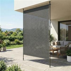 LIFERUN Tenda Verticale HDPE 150×310 cm Grigio, Tenda a Pinza Estensibile, Senza Forare, Privacy, Protezione Solare UV, Antivento, Resistente Alle Intemperie - per Balcone, Giardino, Terrazza