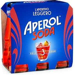 Aperol Soda - Aperitivo Alcolico Pronto da Bere, 6 Bottigliette x 125 ml, 3% Vol