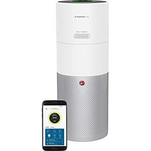 Hoover HHP70CAH H-Purifier 700 Purificatore d'Aria con Filtro HEPA e ai Carboni Attivi per Allergeni e Pollini, Umidificatore per Ambienti, Connettività Wi-Fi, 110 mq, Bianco e Argento