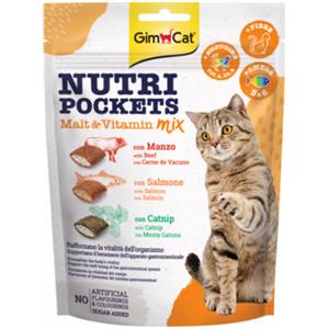 GimCat Nutri Pockets Snack per Gatti 150g - Gusto Malt e Vitamin Mix con Ripieno Cremoso