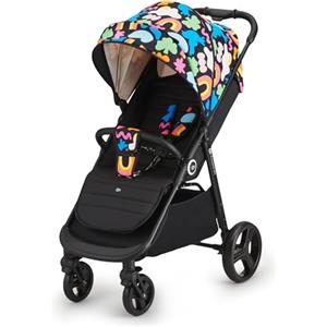 kk Kinderkraft Kinderkraft GRANDE PLUS Passeggino Leggero dalla Nascita fino 22 kg, Pieghevole con una Mano, Posizione Sdraiata, L'ammortizzazione su Tutte le Ruote, Cappottina XL, Happy Shapes