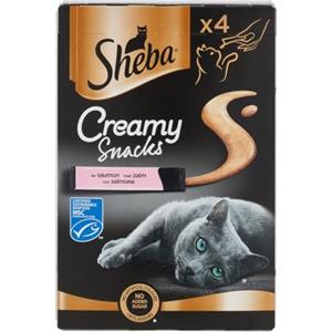 Sheba Creamy Snacks al Salmone - Snack Cremoso per Gatti, 4 Bustine da 12g