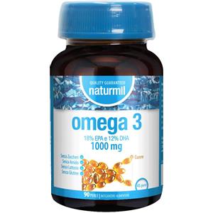 Dietmed Naturmil Omega 3 1000mg - Integratore Alimentare in 90 Perle, Senza Glutine e Lattosio, con EPA e DHA per il Cuore e la Vista