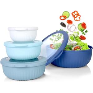 VINATO Insalatiera 4 Pezzi (0.4L/0.78L/1.4L/2.2L) in TPE+PP Senza BPA per Cucina - Adatte a Microonde, Lavastoviglie e Frigo | Ciotole Cucina | Ciotola Insalata