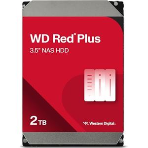 Western Digital WD Red Plus 2TB NAS Hard Disk Interno 3,5 - 5400 RPM, SATA 6Gb/s, CMR, Cache da 64MB