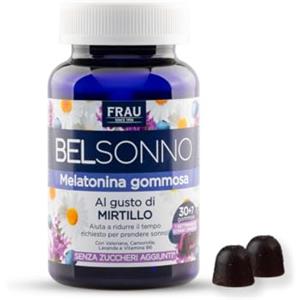 FRAU BEL SONNO, 30+7 Caramelle di Melatonina Gommosa con Valeriana, Camomilla, Lavanda e Vitamina B6, per Favorire il Sonno, Gusto Mirtillo