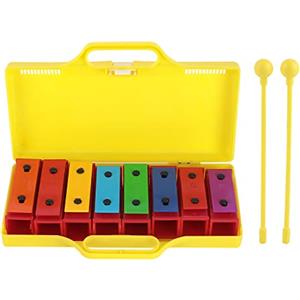 XUXHOU 8 Nota Xilofono, Bambini Professionisti Strumen Musicale Glockenspiel con 2 Bacchette 1 Scatola Gialla per Principianti