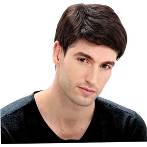 Peosaard Parrucca per capelli corti, Parrucca da uomo da uomo diritta e traspirante, regolabile, Realistica, naturale, per capelli corti, sostitutiva, per costume cosplay, Marrone scuro, Parrucche re