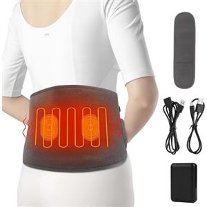 Dreamhigh® Termoforo, Fascia Lombare Riscaldante con Batteria 3 Livelli di Temperatura, Fascia Riscaldante Lombare, Termoforo Lombare, Allevia il Dolore Corporeo per Schiena, Addome