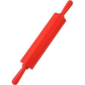 Hominas Mattarello Silicone, Mattarello Piccolo Decorativo con Maniglia Antiaderente per Cucina Bambini Biscotti Impastare, Rosso, 30 Cm